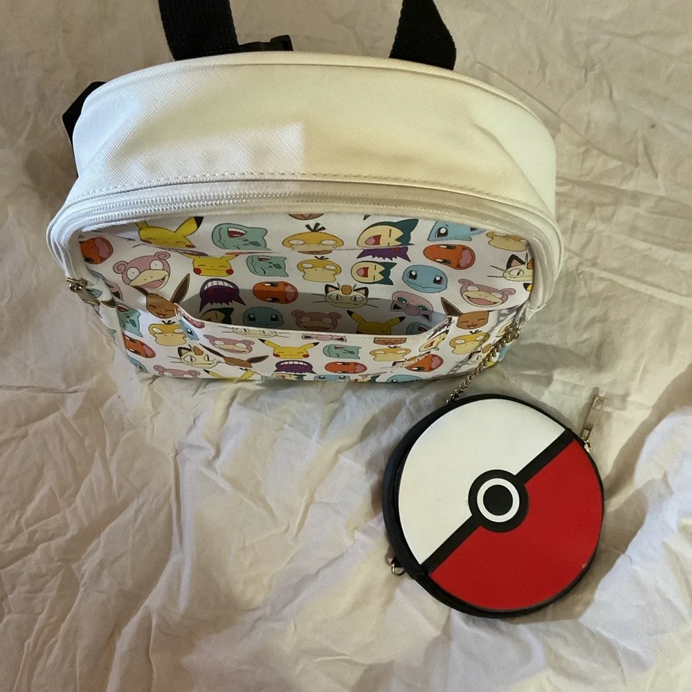 Pokemon‎ Pokeball Graphic Mini Backpack, Multi-Color  with chained zipper pouch.